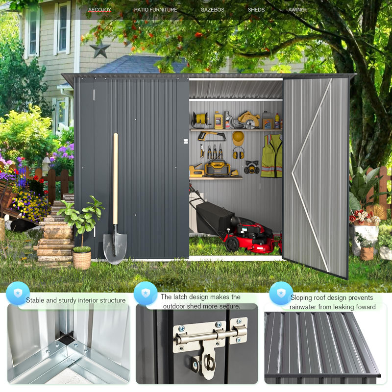 AECOJOY 7 ft. W x 3 ft. D Metal Horizontal Storage Shed & Reviews